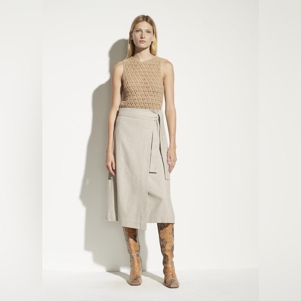 NWT Vince High Waist Belted Skirt - H Oatmeal